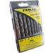Set of 8 drill bits in plastic case with FAMAG branding on a white background