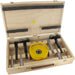 3 countersinks and centre.drills, 3 guides, yellow depth stop and MK2 Fix adapter in wooden case