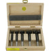 Set of 5 black Bormax HM tipped bits in a wooden box on a white background